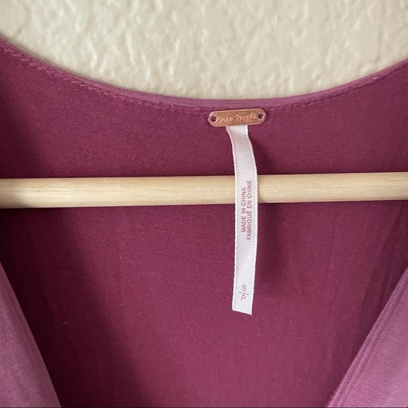 Free People Criss Cross veck mulberry Cupro Dress - Picture 4 of 5